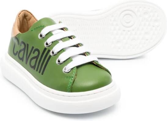 Roberto Cavalli Junior logo-print low-top sneakers Green