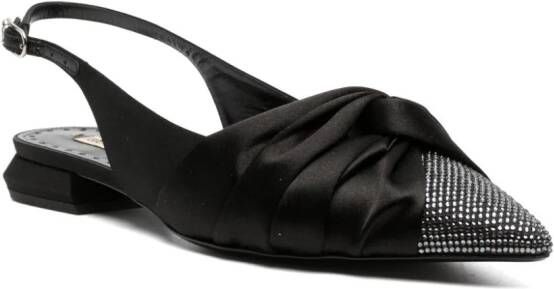 Roberto Cavalli knot-detail crystal-embellished ballerina shoes Black