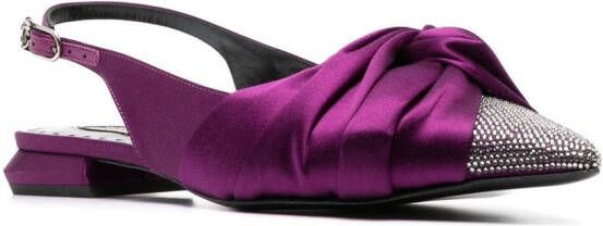 Roberto Cavalli knot-detail satin slingback ballerinas Purple