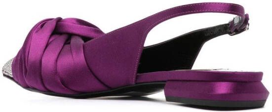 Roberto Cavalli knot-detail satin slingback ballerinas Purple