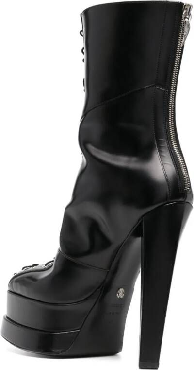 Roberto Cavalli lace-up leather platform boots Black
