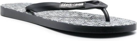 Roberto Cavalli leopard-print flip flops Black