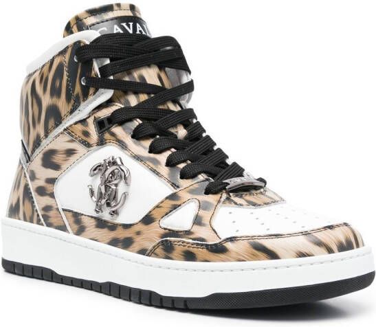 Roberto Cavalli leopard-print high-top sneakers White