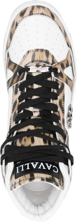 Roberto Cavalli leopard-print high-top sneakers White