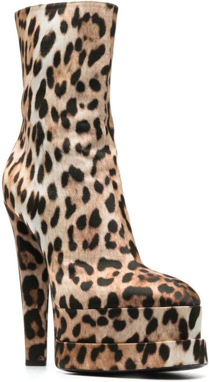 Roberto Cavalli leopard-print platform booties Neutrals