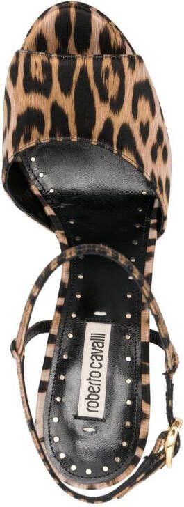 Roberto Cavalli leopard-print platform Tiger Tooth sandals Neutrals