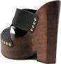 Roberto Cavalli logo-embossed wedge mules Black - Thumbnail 3