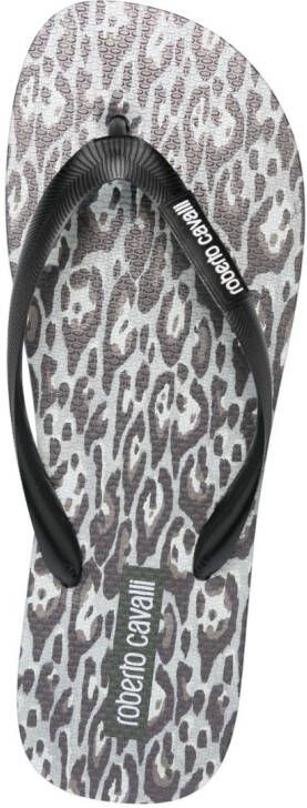Roberto Cavalli logo-patch textured flip-flops Grey