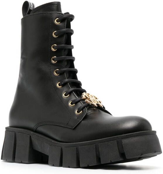 Roberto Cavalli logo-plaque lace-up boots Black