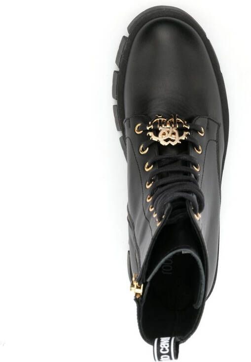 Roberto Cavalli logo-plaque lace-up boots Black