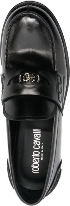 Roberto Cavalli logo-plaque leather loafers Black