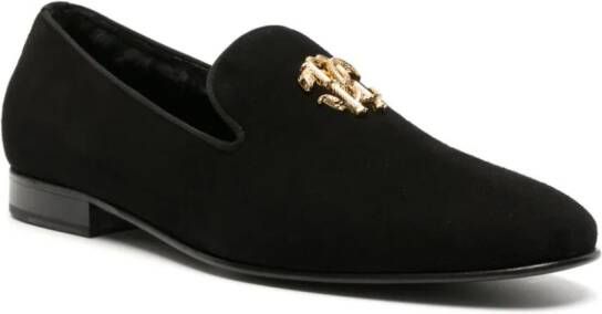 Roberto Cavalli logo-plaque leather loafers Black