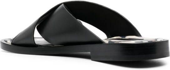 Roberto Cavalli logo-plaque leather slides Black