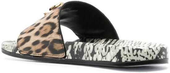 Roberto Cavalli logo-plaque leather slides White