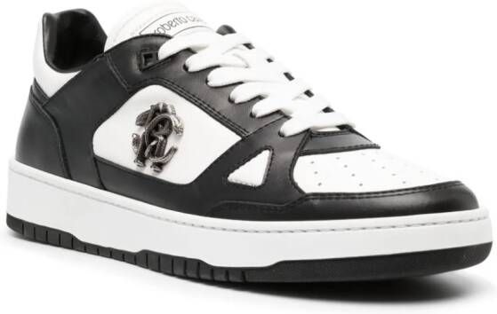Roberto Cavalli logo-plaque leather sneakers White