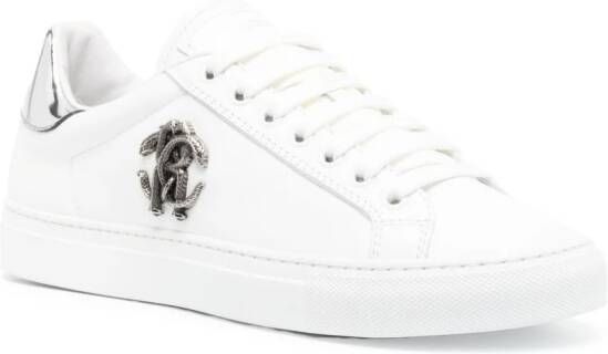 Roberto Cavalli logo-plaque leather sneakers White