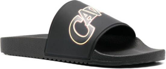 Roberto Cavalli logo-print flat slides Black