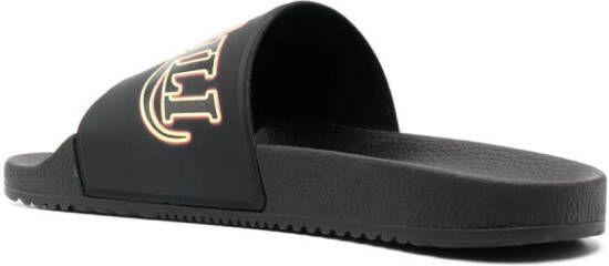 Roberto Cavalli logo-print flat slides Black