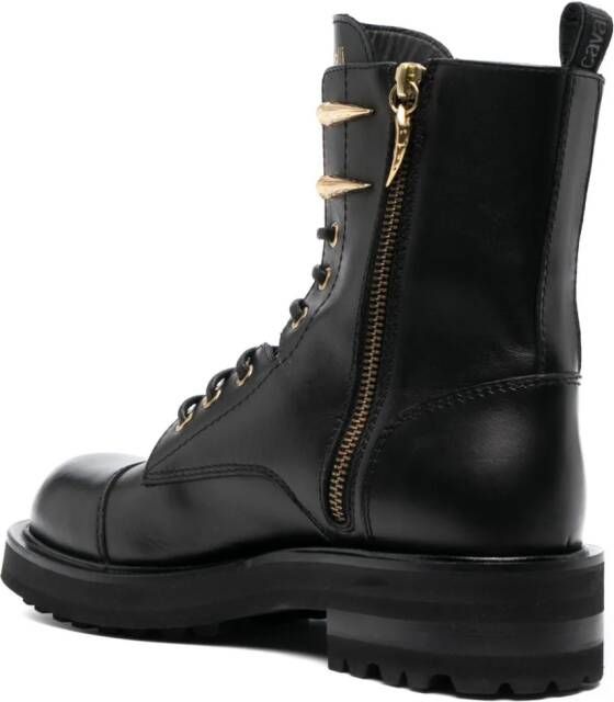 Roberto Cavalli logo-print leather boots Black