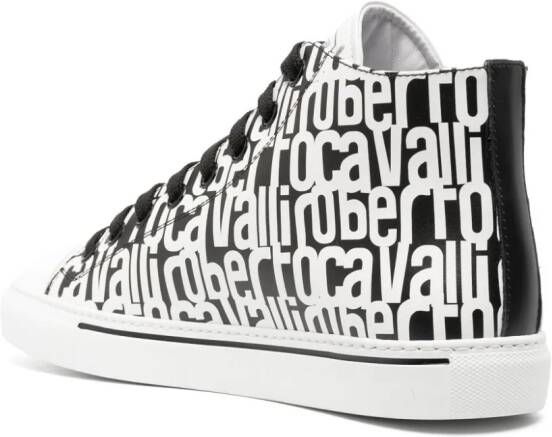 Roberto Cavalli logo-print leather sneakers Black