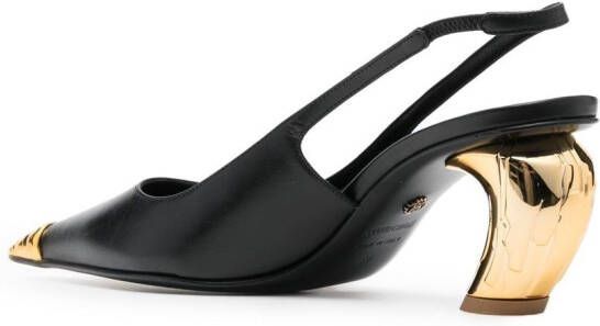 Roberto Cavalli metallic toe slingback pumps Black
