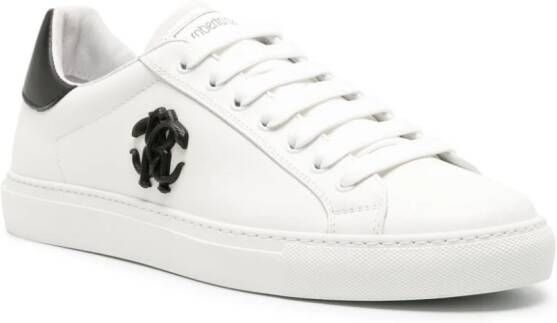 Roberto Cavalli Mirror Snake-embellished leather sneakers White