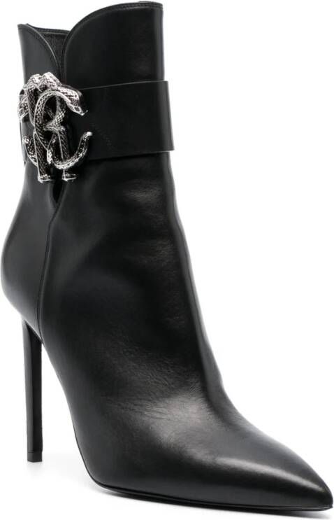 Roberto Cavalli Mirror Snake leather boots Black