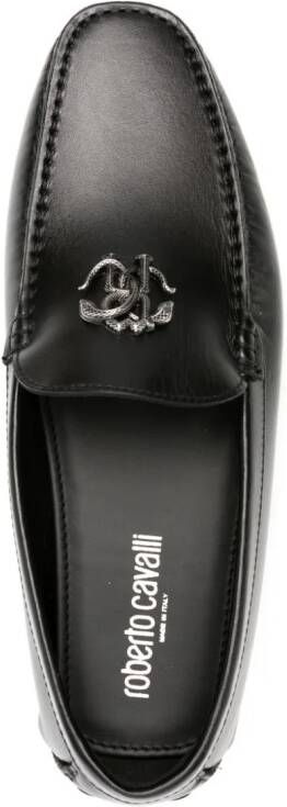 Roberto Cavalli Mirror Snake leather loafers Black