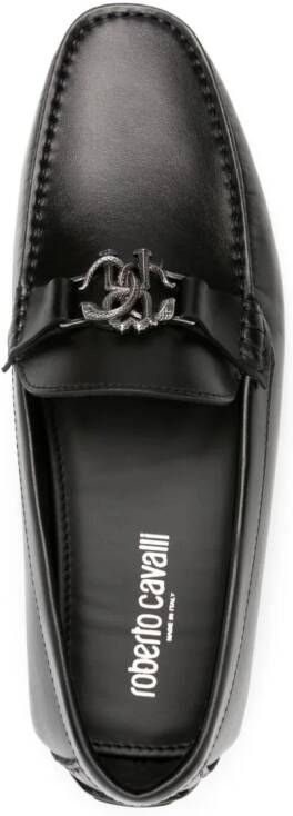 Roberto Cavalli Mirror Snake leather loafers Black