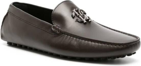 Roberto Cavalli Mirror Snake leather loafers Brown