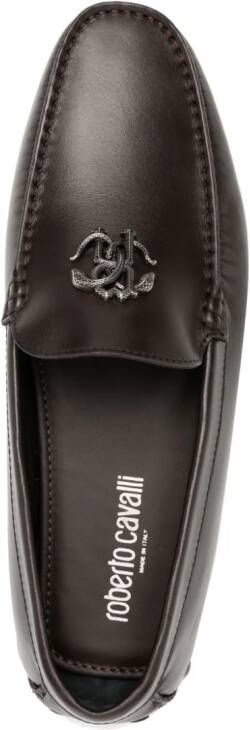 Roberto Cavalli Mirror Snake leather loafers Brown