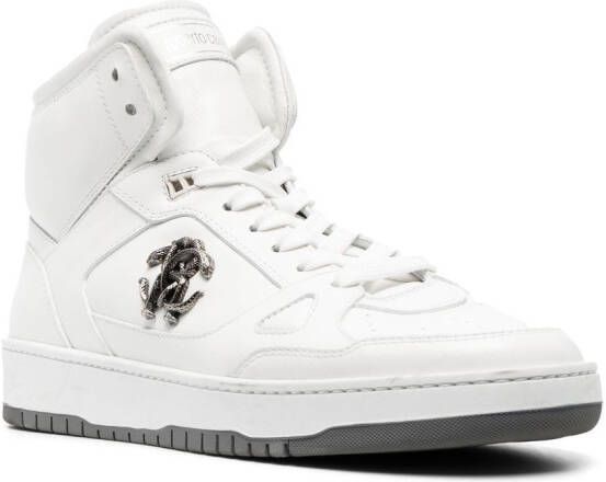Roberto Cavalli Mirror Snake-logo high-top sneakers White