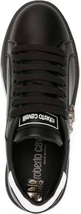 Roberto Cavalli Mirror Snake logo-plaque leather sneakers Black