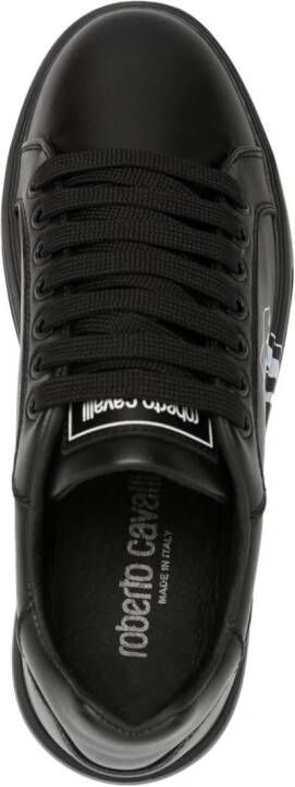 Roberto Cavalli Mirror Snake logo-print leather sneakers Black