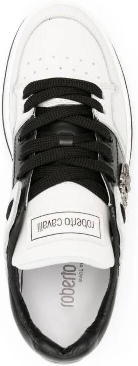 Roberto Cavalli Mirror Snake panelled leather sneakers White