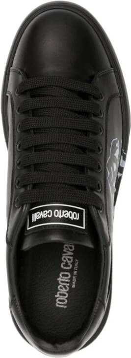 Roberto Cavalli Mirror Snake-print leather sneakers Black