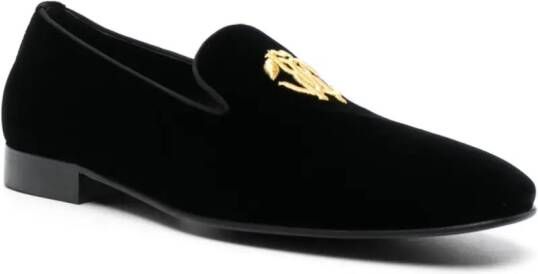 Roberto Cavalli monogram-motif velvet loafers Black