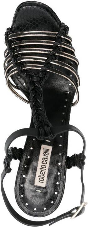 Roberto Cavalli multi-strap snakeskin-effect platform sandals Black
