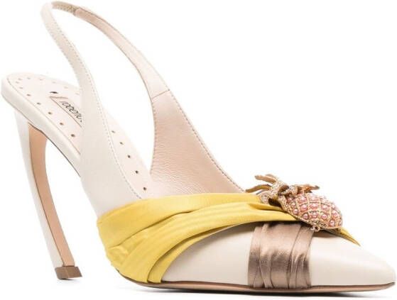 Roberto Cavalli pineapple Tiger-Tooth slingback pumps Neutrals