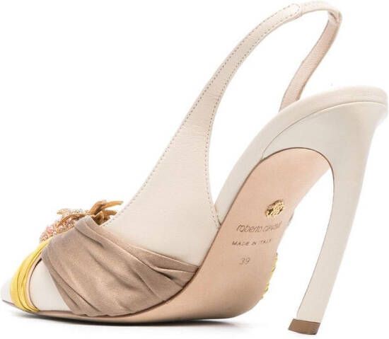 Roberto Cavalli pineapple Tiger-Tooth slingback pumps Neutrals