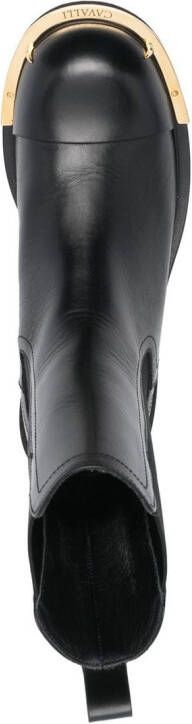 Roberto Cavalli plaid panel combat boots Black