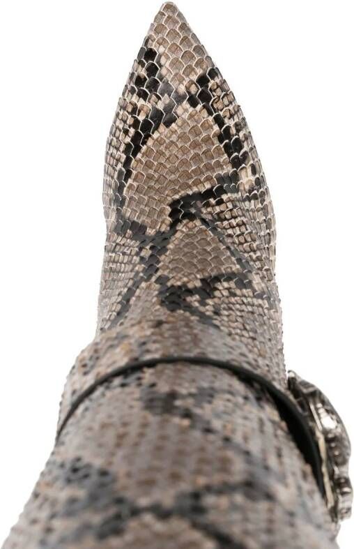 Roberto Cavalli python-embossed leather boots Neutrals