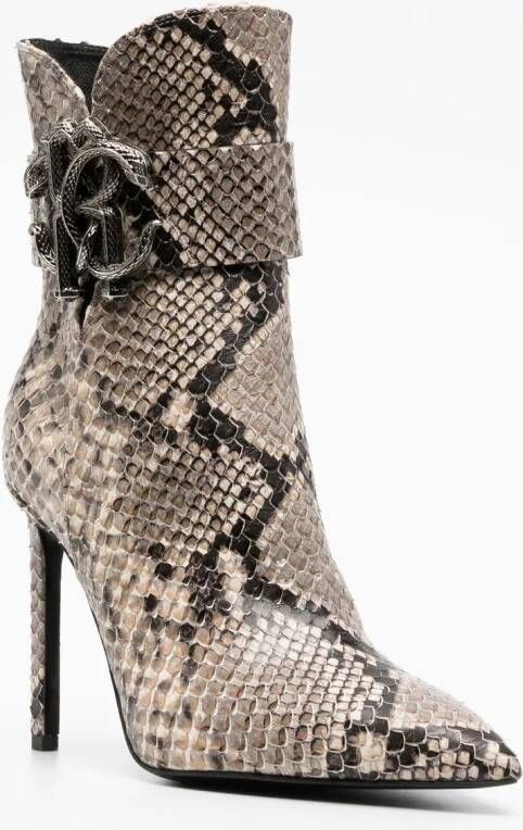 Roberto Cavalli python-print ankle boots Neutrals