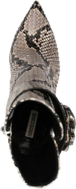 Roberto Cavalli python-print ankle boots Neutrals
