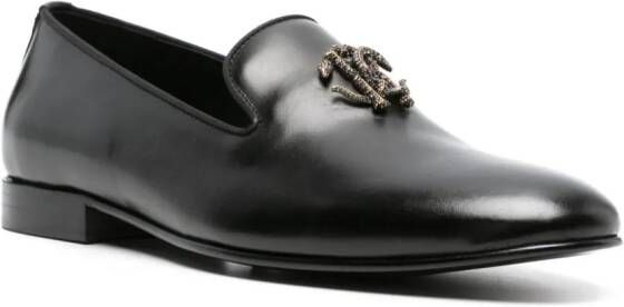 Roberto Cavalli RC-plaque leather loafers Black