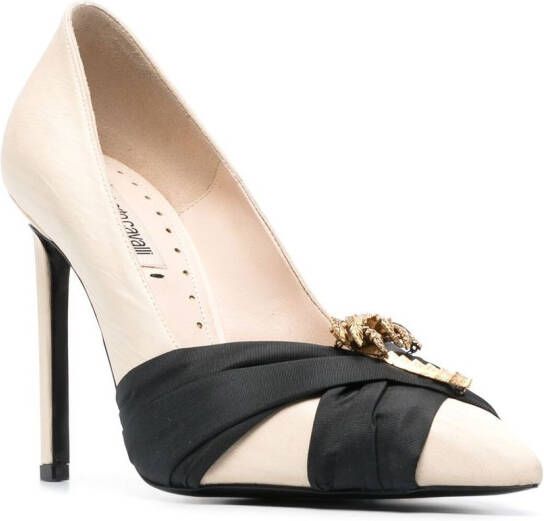 Roberto Cavalli ribbon-embellished pointed toe pumps Neutrals