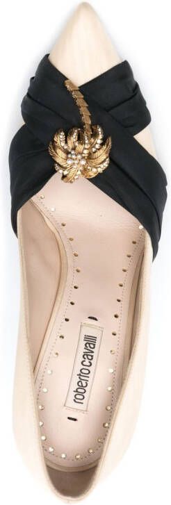 Roberto Cavalli ribbon-embellished pointed toe pumps Neutrals