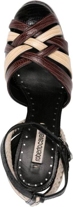 Roberto Cavalli snakeskin-effect braided platform sandals Black