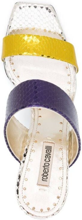 Roberto Cavalli snakeskin-effect foiled sandals Purple