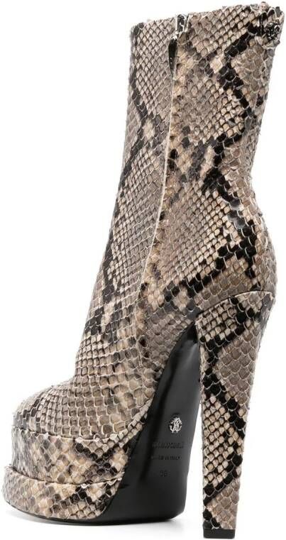 Roberto Cavalli snakeskin-effect platform ankle boots Neutrals